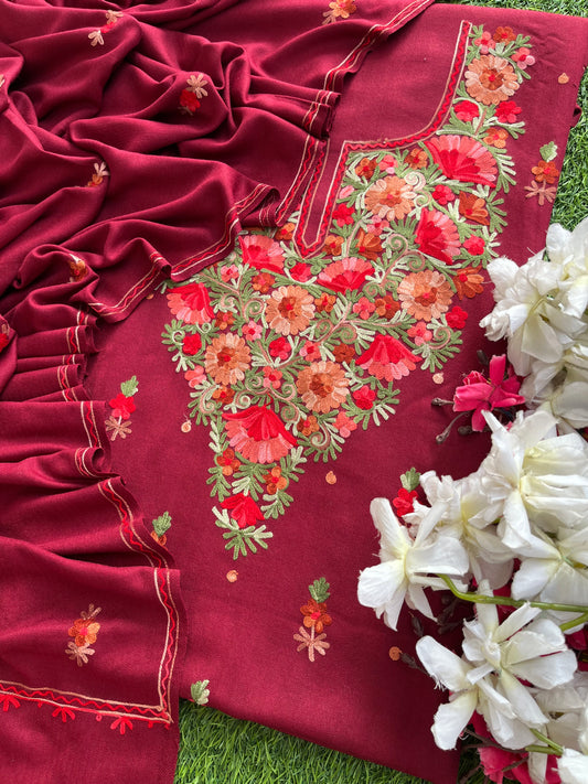 Coke Woollen Aari Embroidered 3pc suit