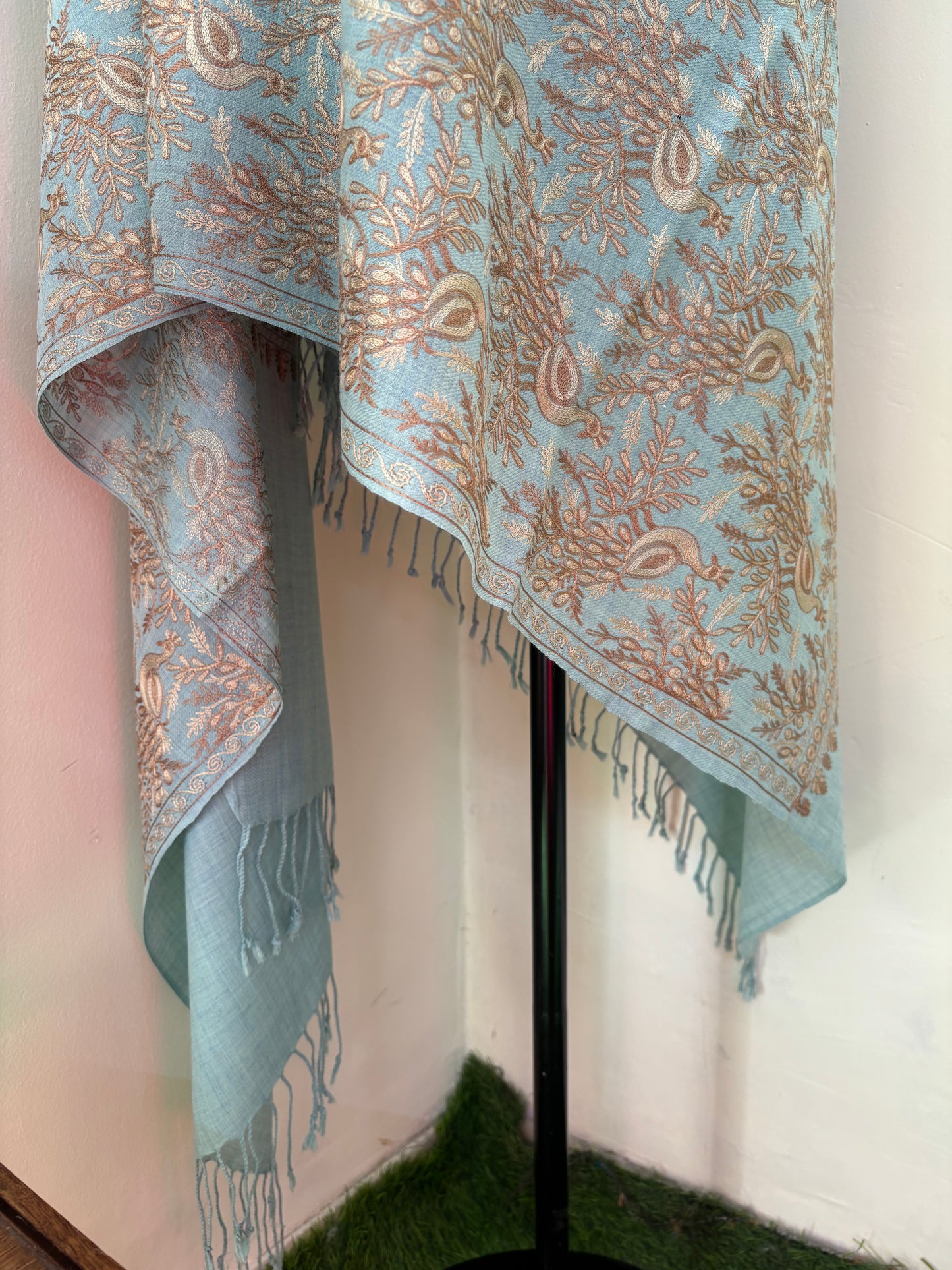 Aqua Mor Kashmiri Semi Pashmina Stole