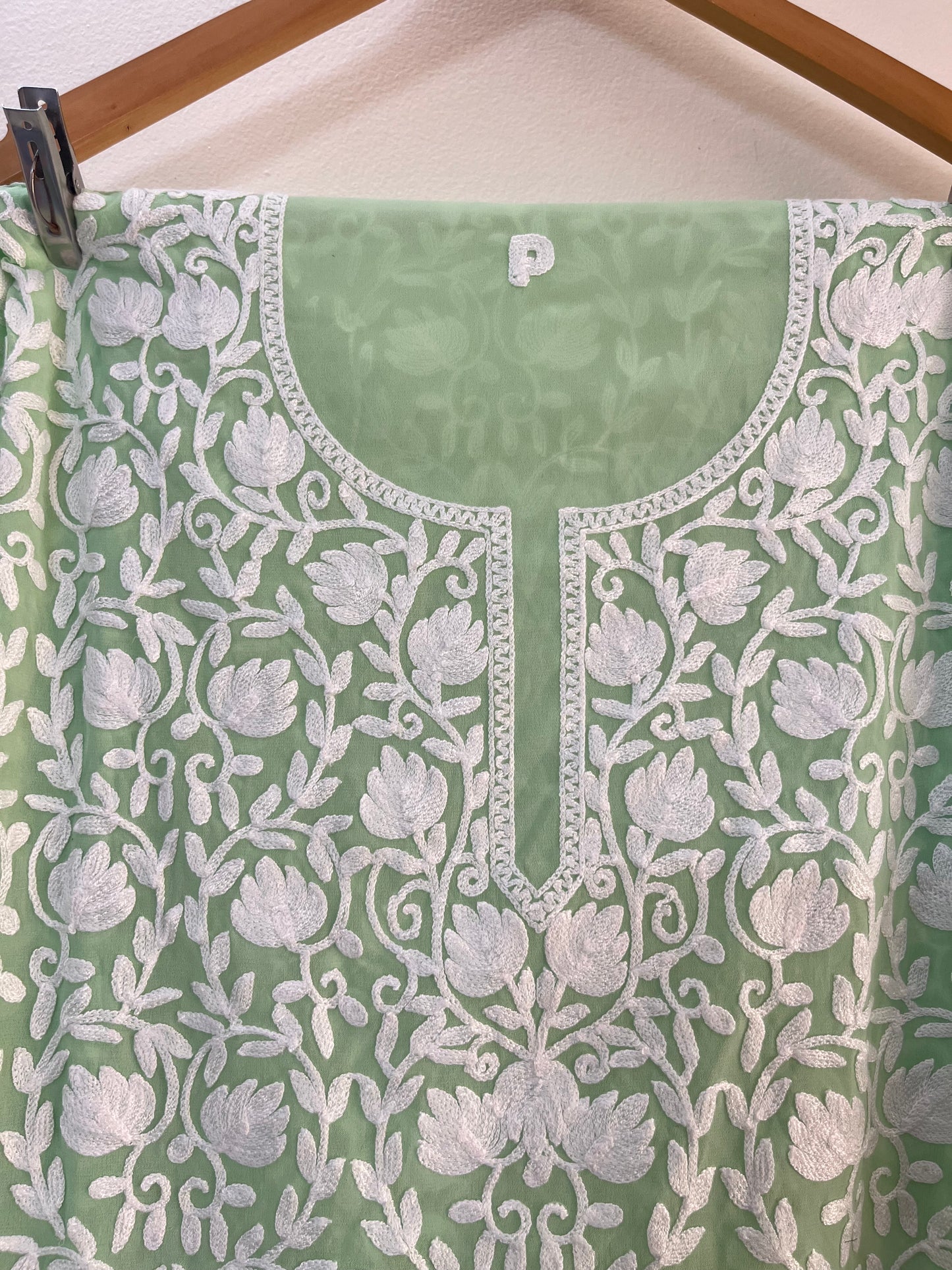Georgette Front Back Jaal Kashmiri Semi Stitched Kurta