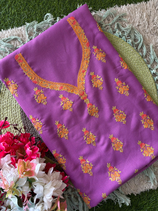 Cotton Lilac Two Piece Set (Hand Embroidered)