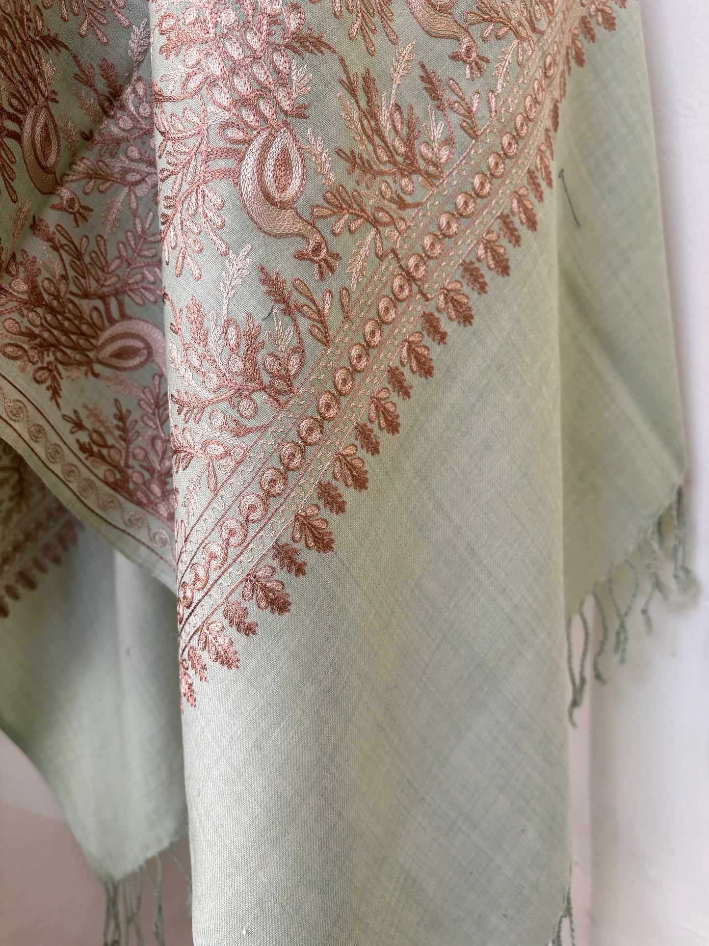 Pista Mor Kashmiri Semi Pashmina Stole