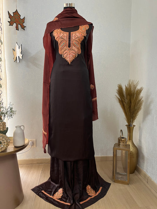Coke Silk Puff Tilla Embroidered Suit