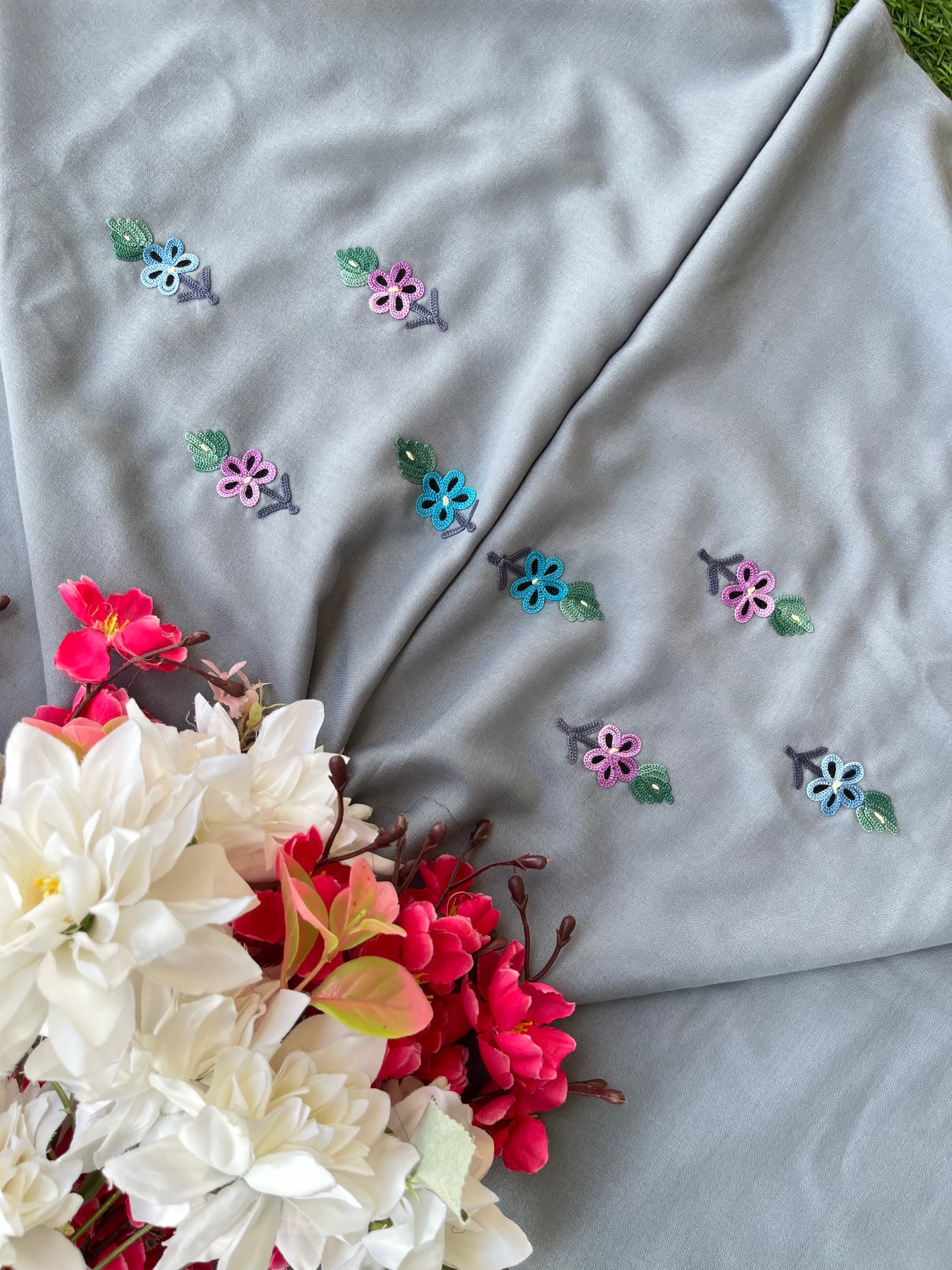 Grey Cotton Unstitched Cord Set