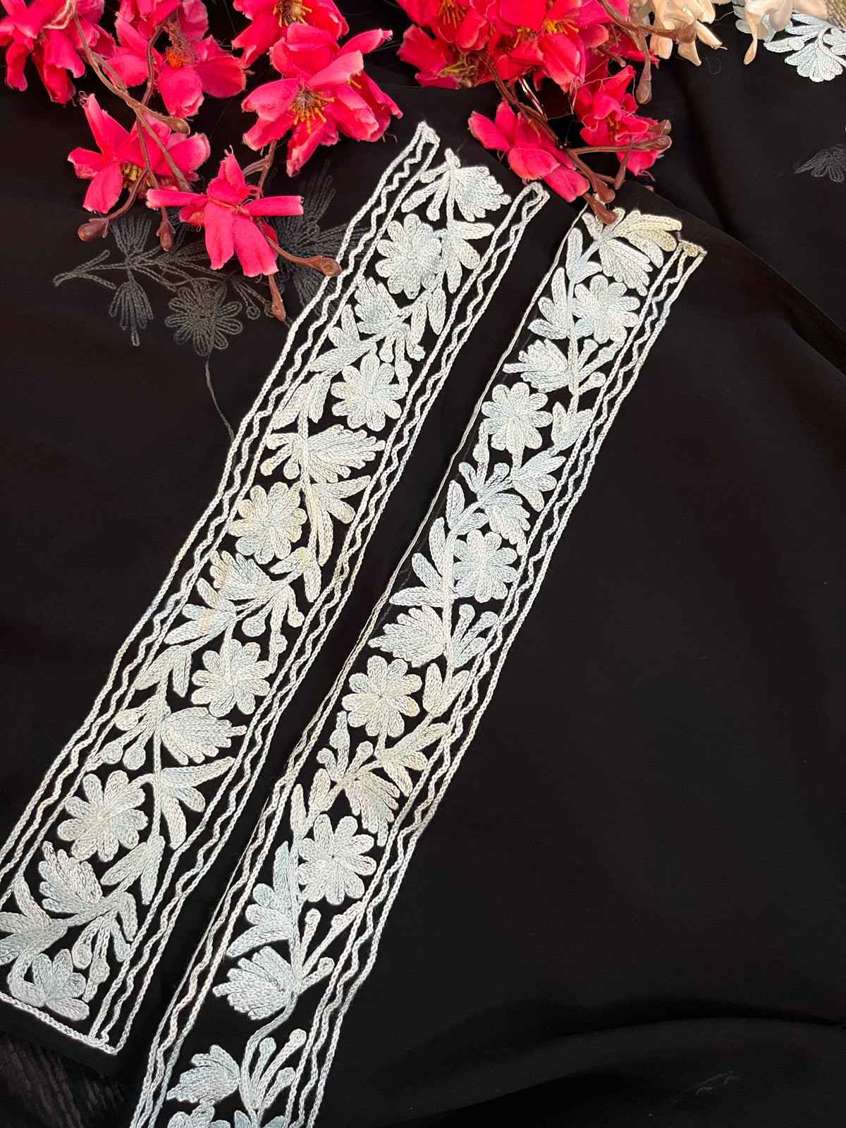 Georgette Black 3 Pc Kashmiri Suit