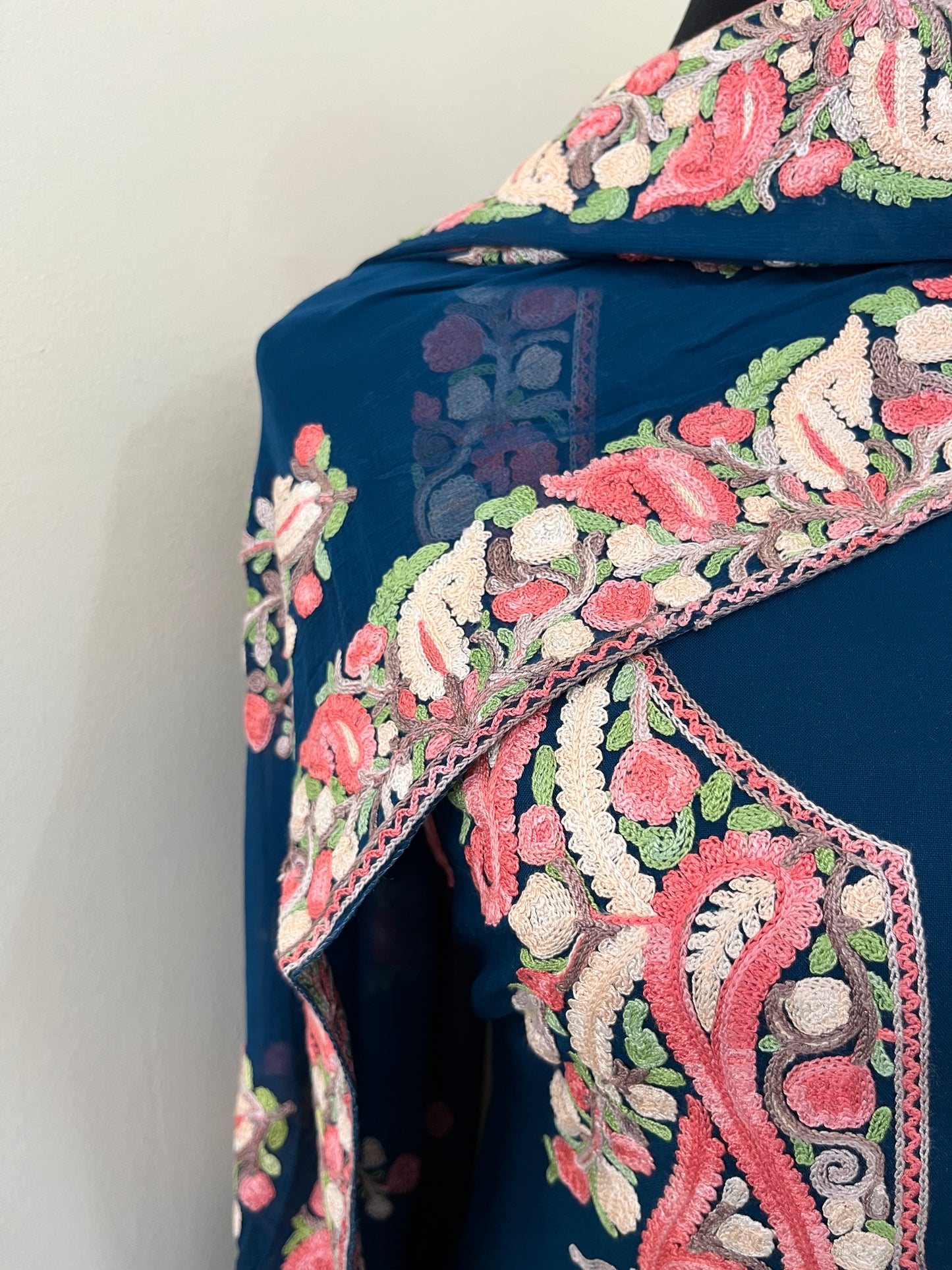 Blue Rayon Cotton Kashmiri 3pc set