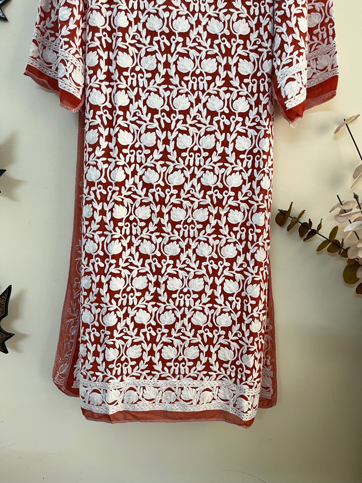 Georgette Front Back Jaal Kashmiri Semi Stitched Kurta
