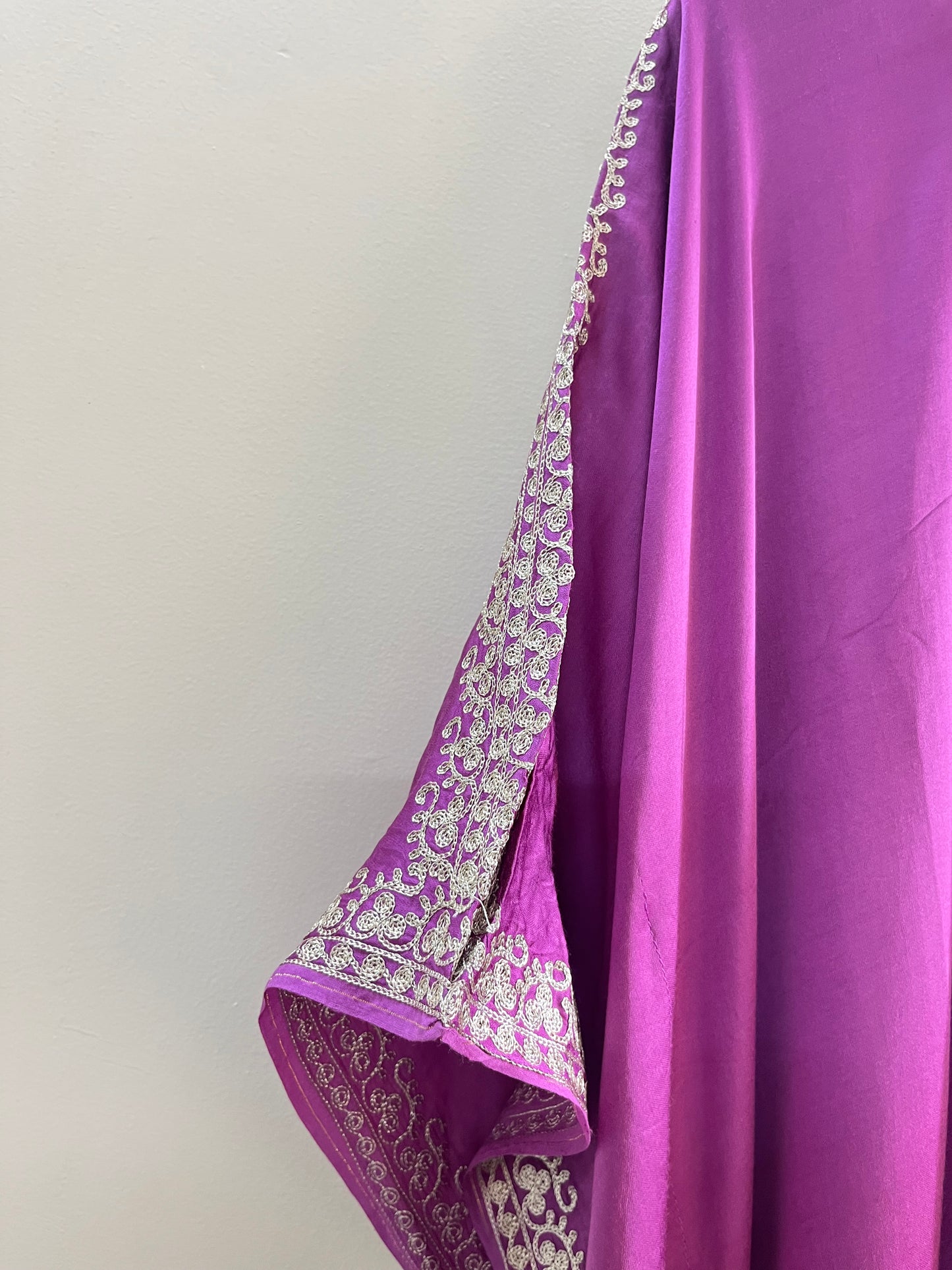 Lavender Cotton Crape Kashmiri Kaftan Set