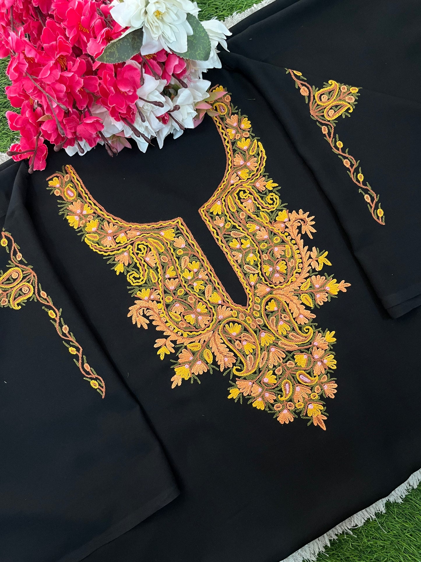 Black Cotton Cord Set (Hand Embroidered)