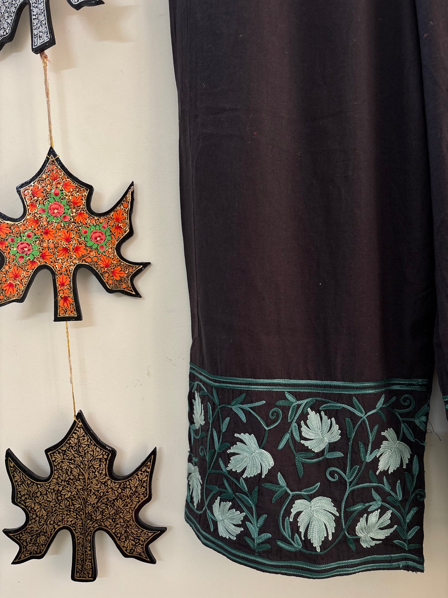 Women Charcoal Grey Wide Leg Chinar Aari Embroidered Palazzos