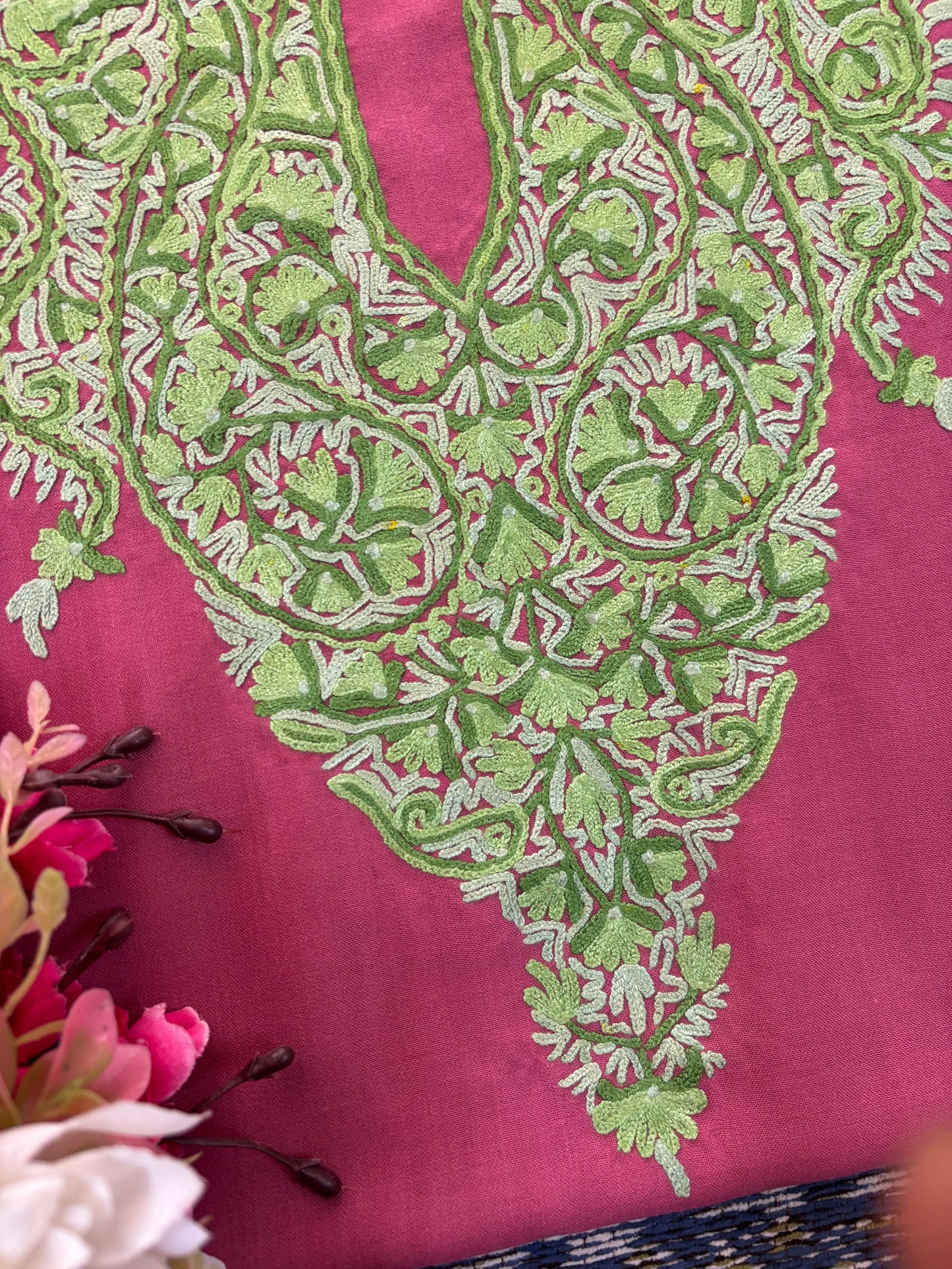 Pink Cotton Cord Set (Hand Embroidered)