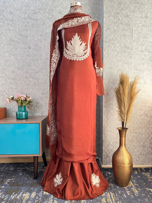 Brown Sanam’ Tilla Kashmiri Silk Suit