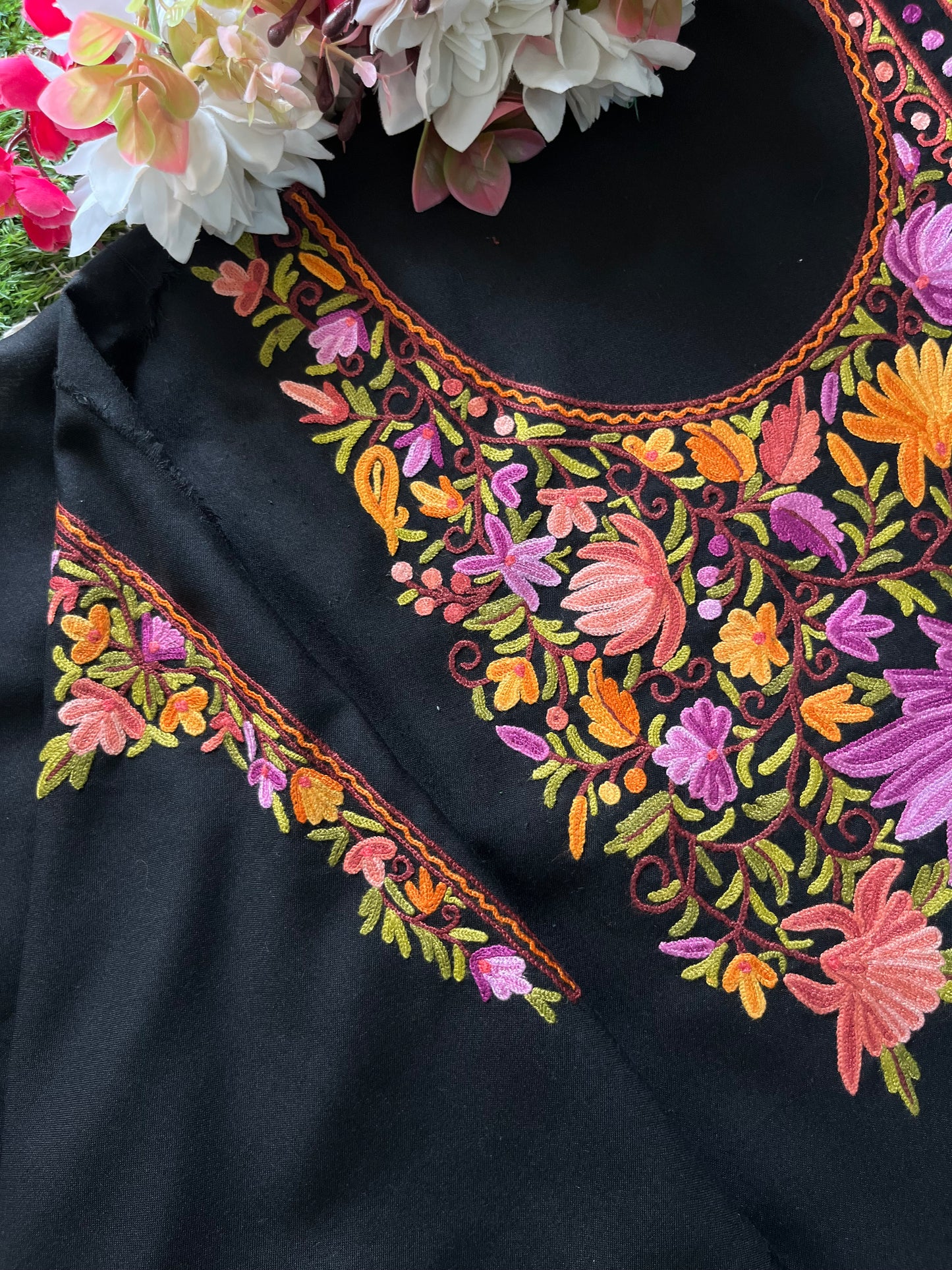 Black Cotton Cord Set (Hand Embroidered)