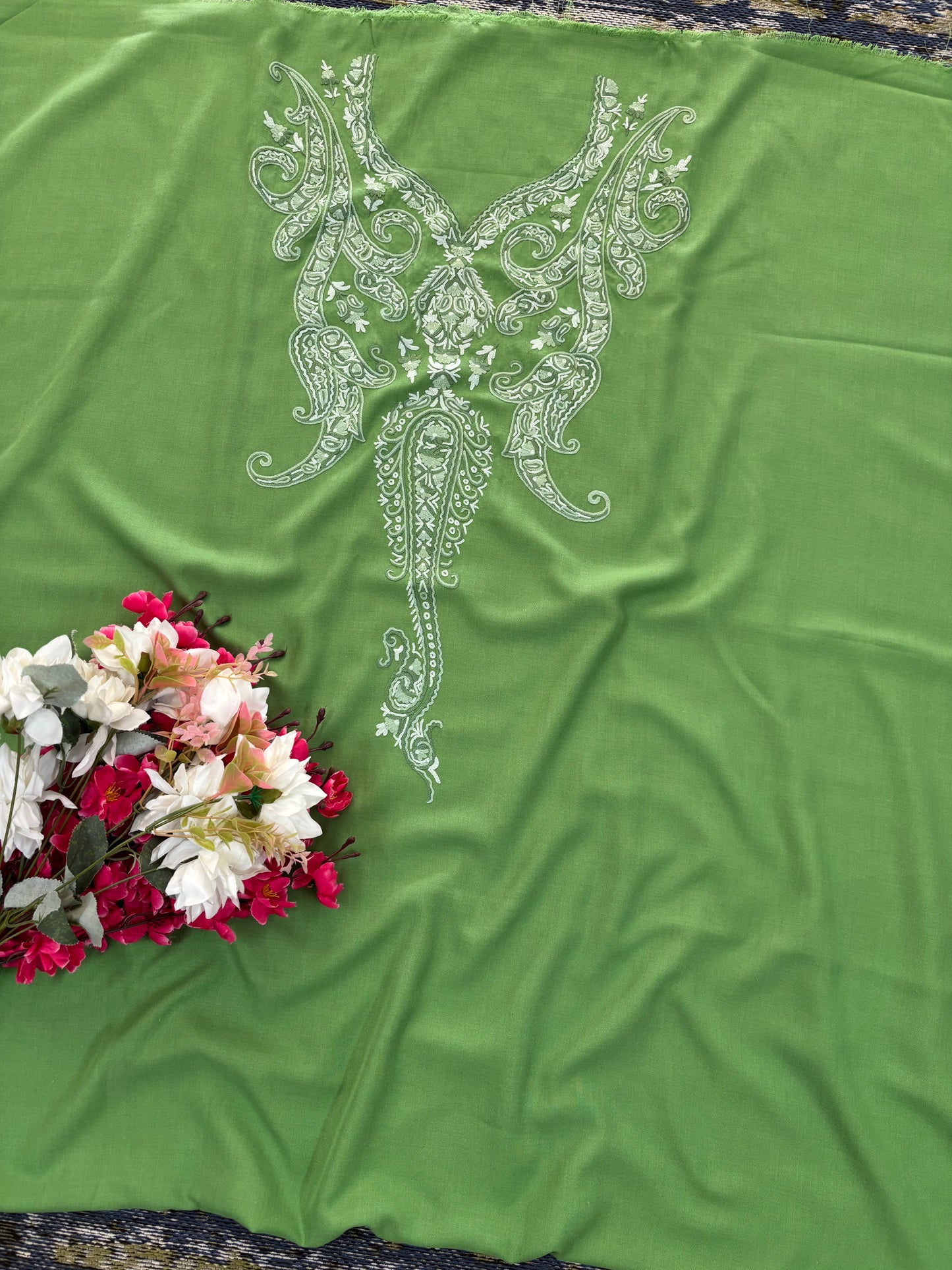 Green Cotton Cord Set (Hand Embroidered)