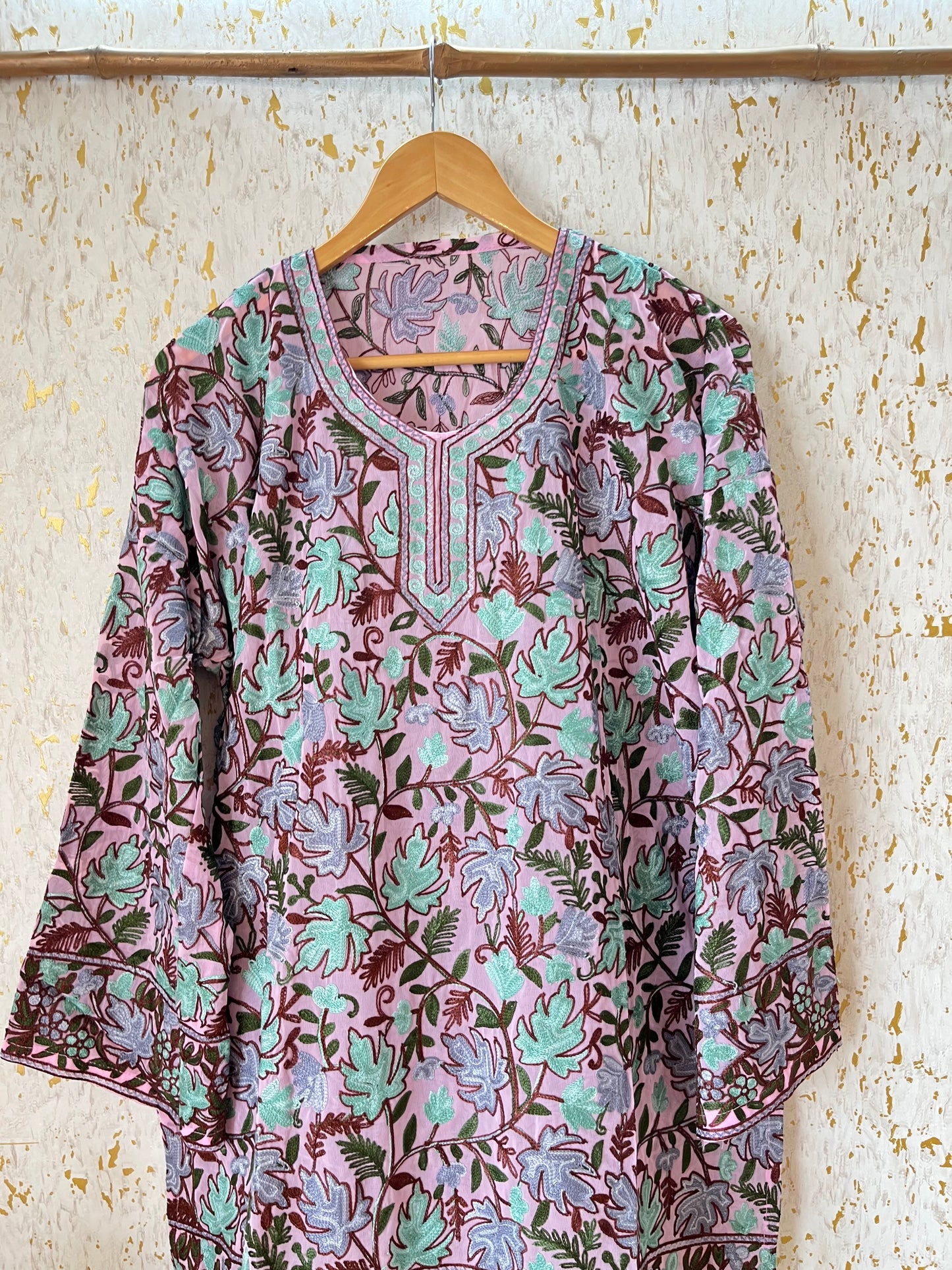 Lilac Georgette Jaal Work (Front & Back) Aari Embroidered Stitch