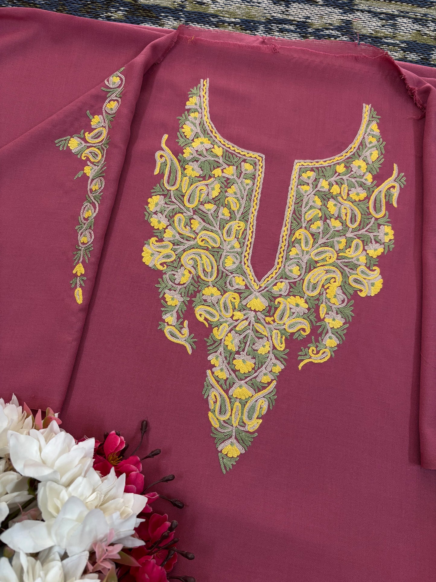 Pink Cotton Cord Set (Hand Embroidered)