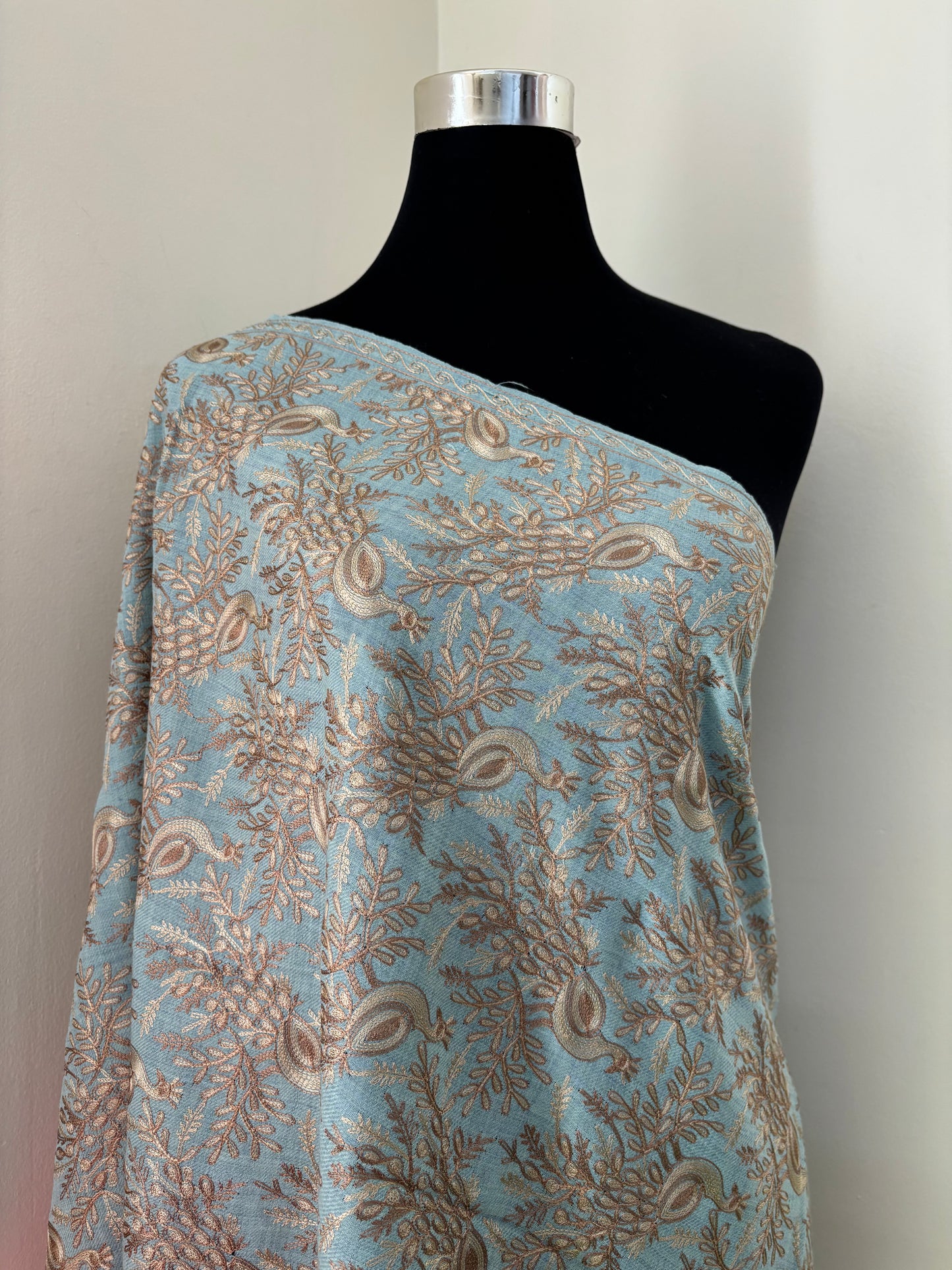 Aqua Mor Kashmiri Semi Pashmina Stole