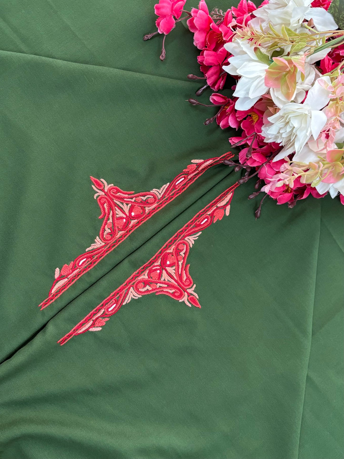 Green Cotton Cord Set (Hand Embroidered)