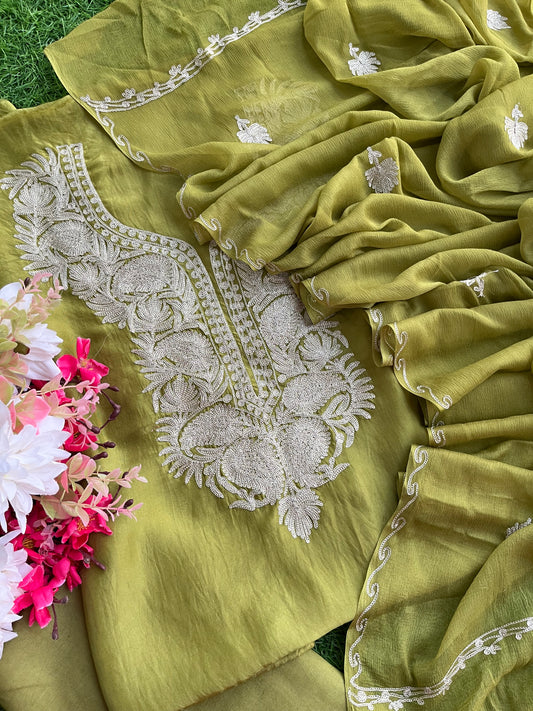 Heena Green Silk Tilla Kashmiri Suit