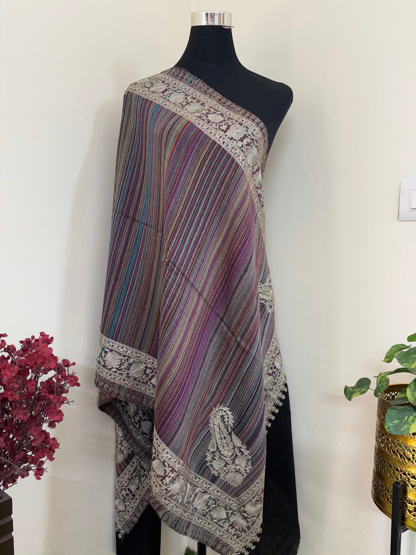 Black Stripes Kashmiri Stole