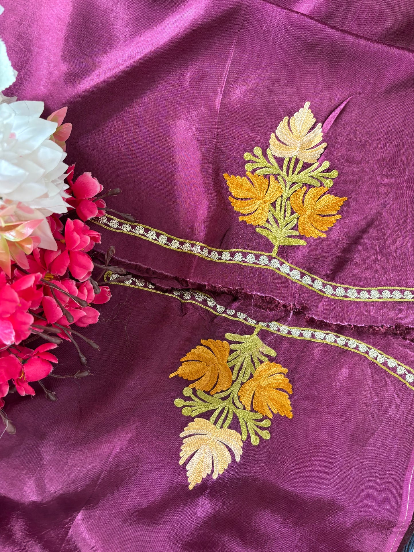 Wine Opada Silk Kashmiri Suits