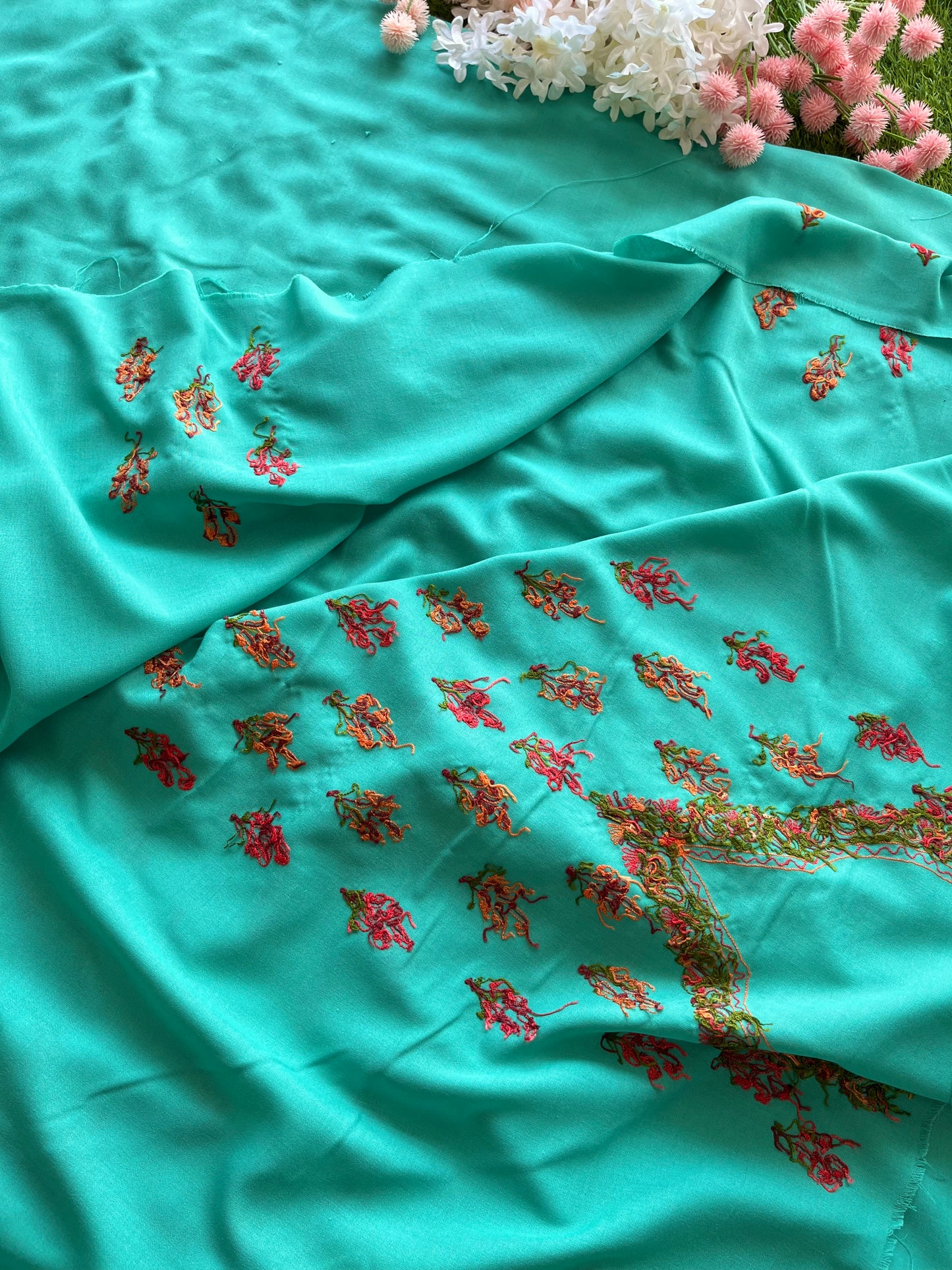 Cotton Pastel Green Two Piece Set (Hand Embroidered)