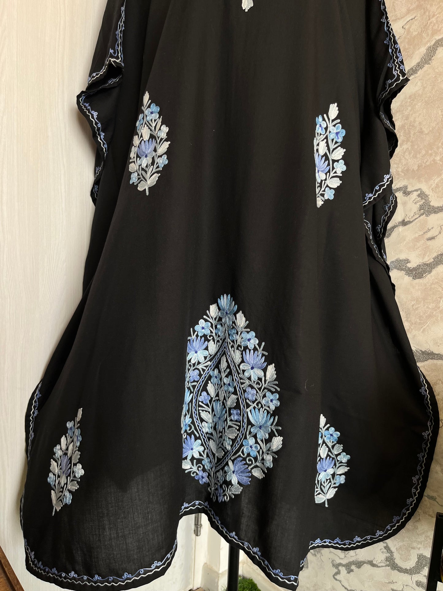 Black Cotton Aari embroidered Kaftan