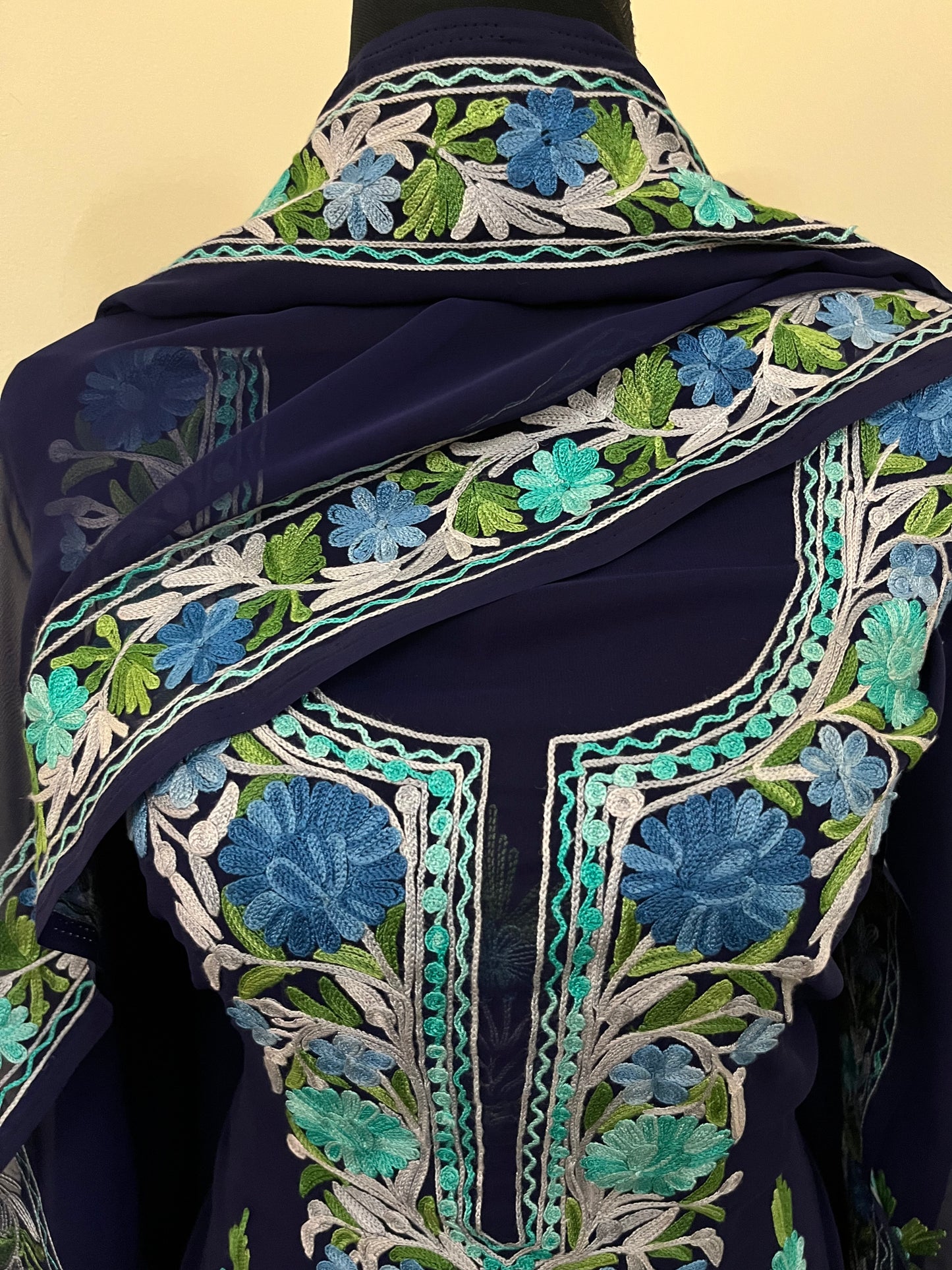 Blue Georgette 3 Pc Aari Embroidered Suit Set