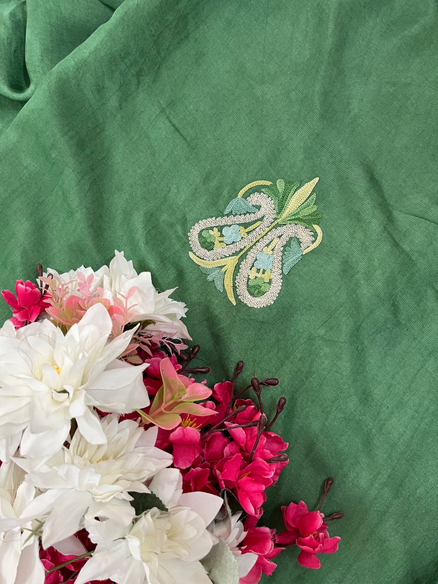Pastel Green Opada Silk Kashmiri Suits