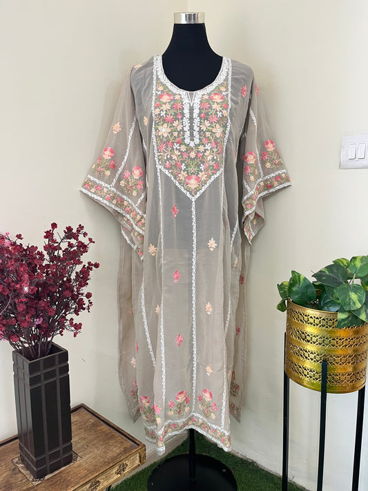Moose Georgette All over Work Aari Embroidered Unstitched Kurta