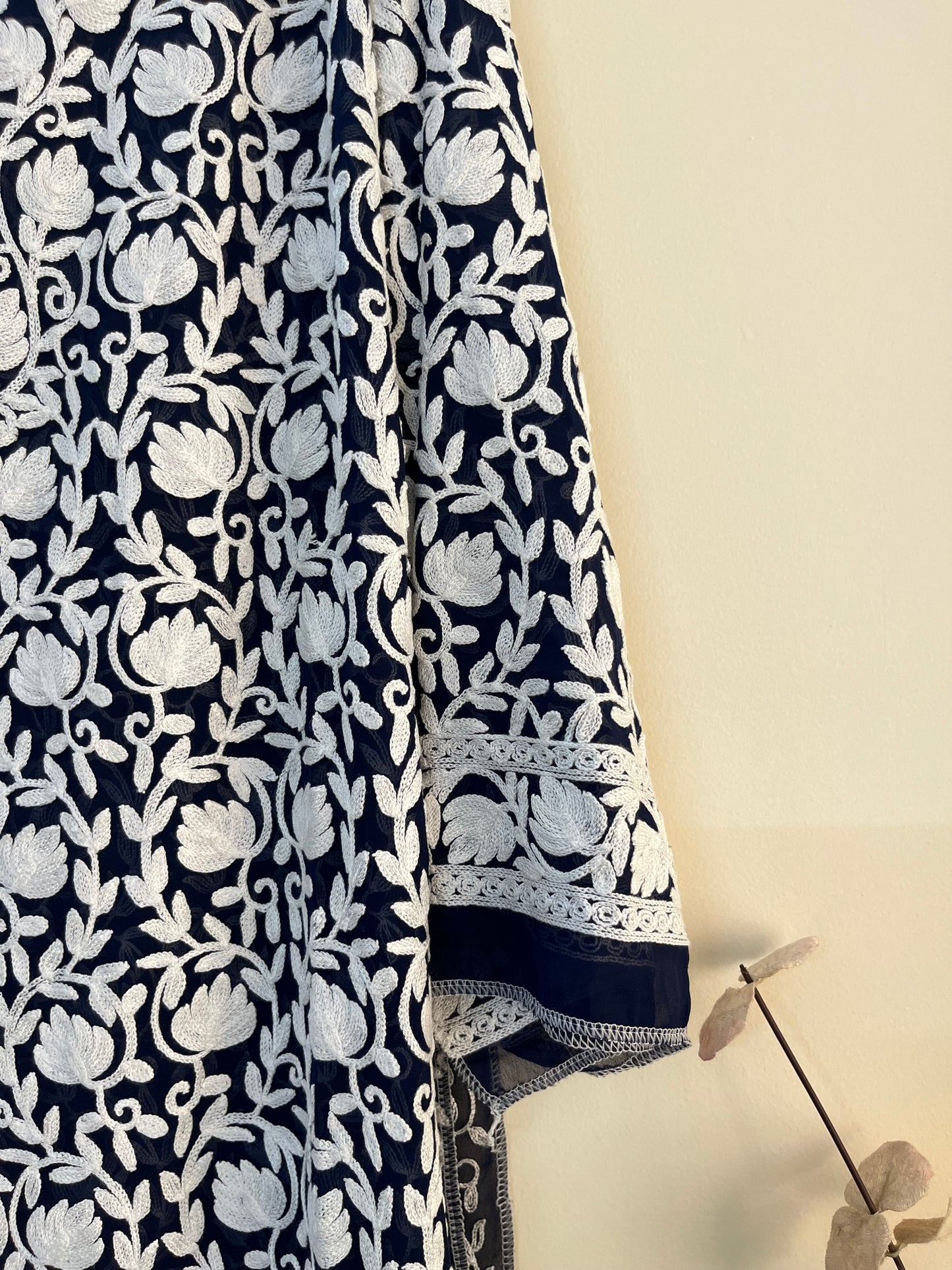 Georgette Front Back Jaal Kashmiri Semi Stitched Kurta
