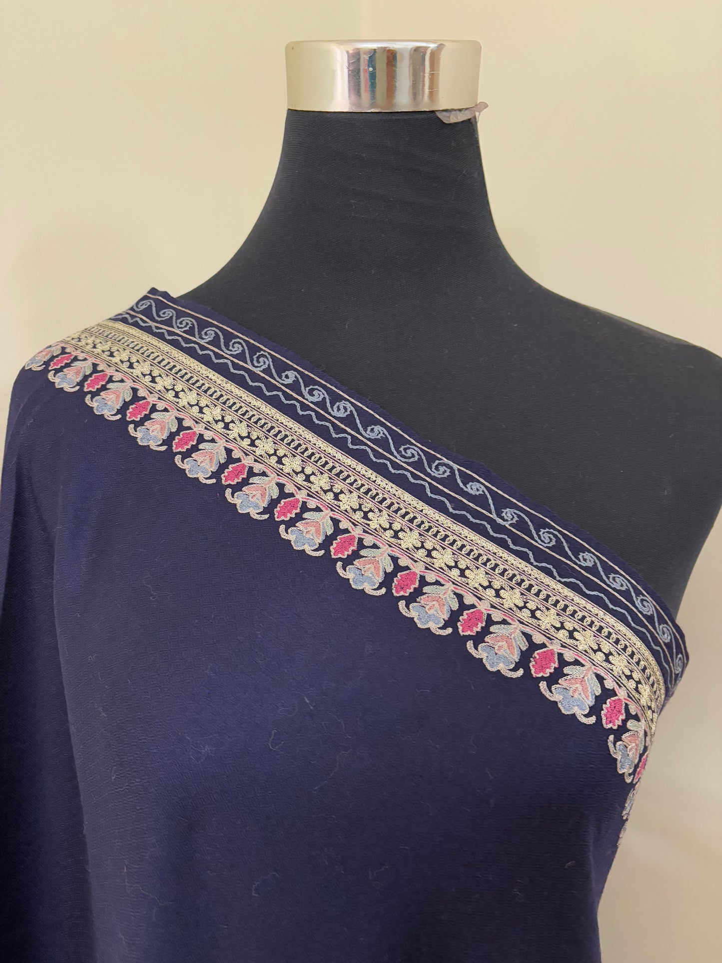 Midnight Blue Ambi Bael Kashmiri Stole