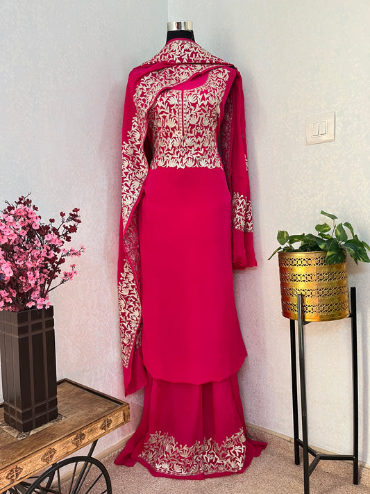 Kalaaโ Hot Pink Crape Kashmiri Suit