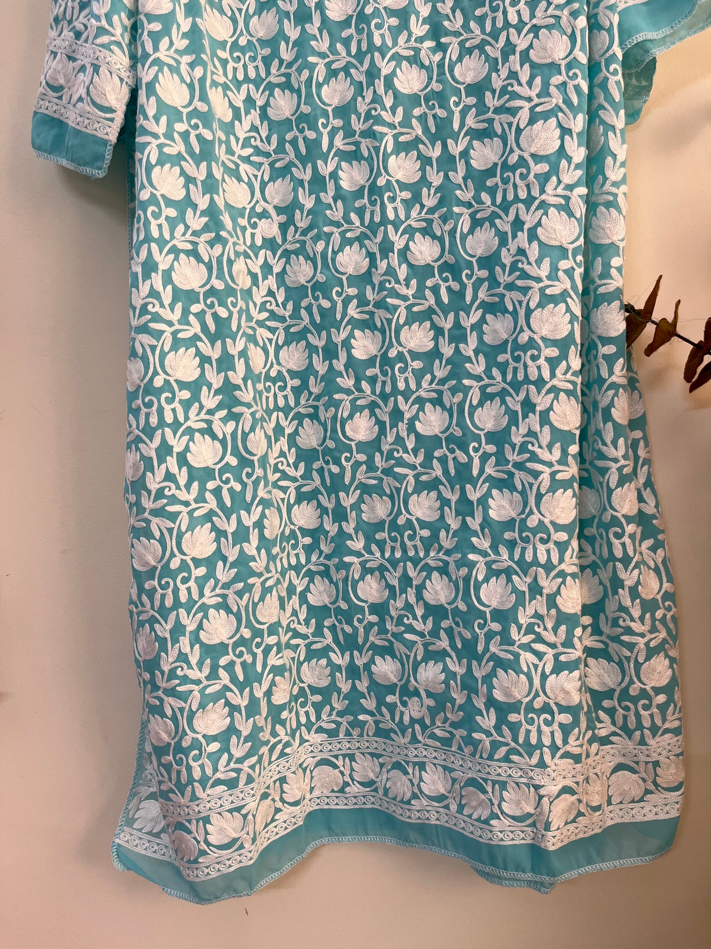 Georgette Front Back Jaal Kashmiri Semi Stitched Kurta