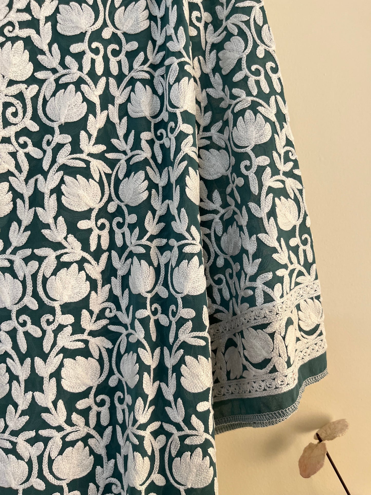 Georgette Front Back Jaal Kashmiri Semi Stitched Kurta