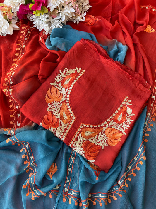 Rust Opada Silk Kashmiri Suit