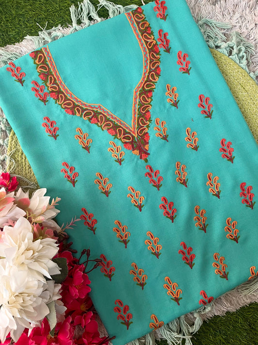 Cotton Pastel Green Two Piece Set (Hand Embroidered)