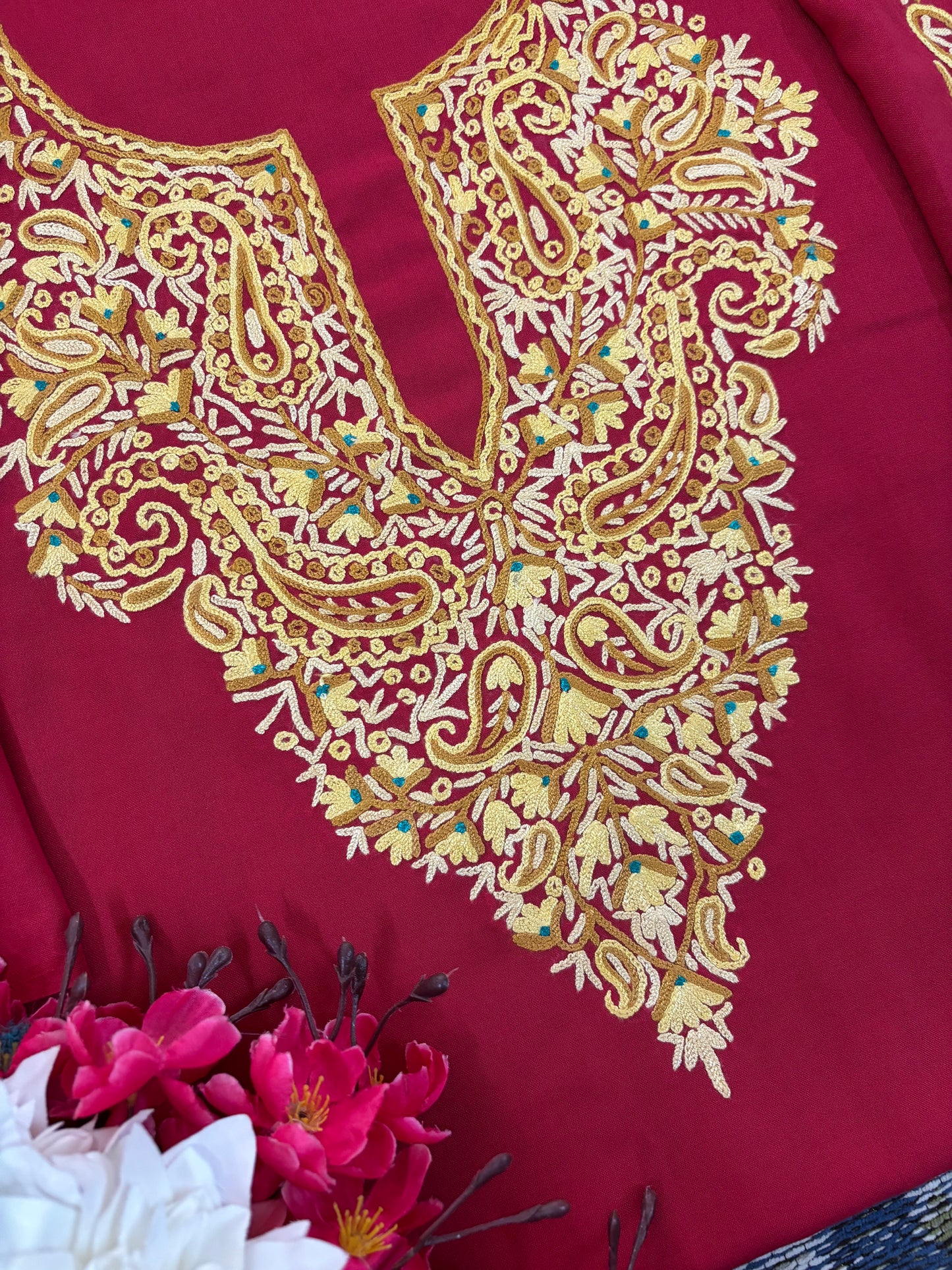Red Cotton Cord Set (Hand Embroidered)