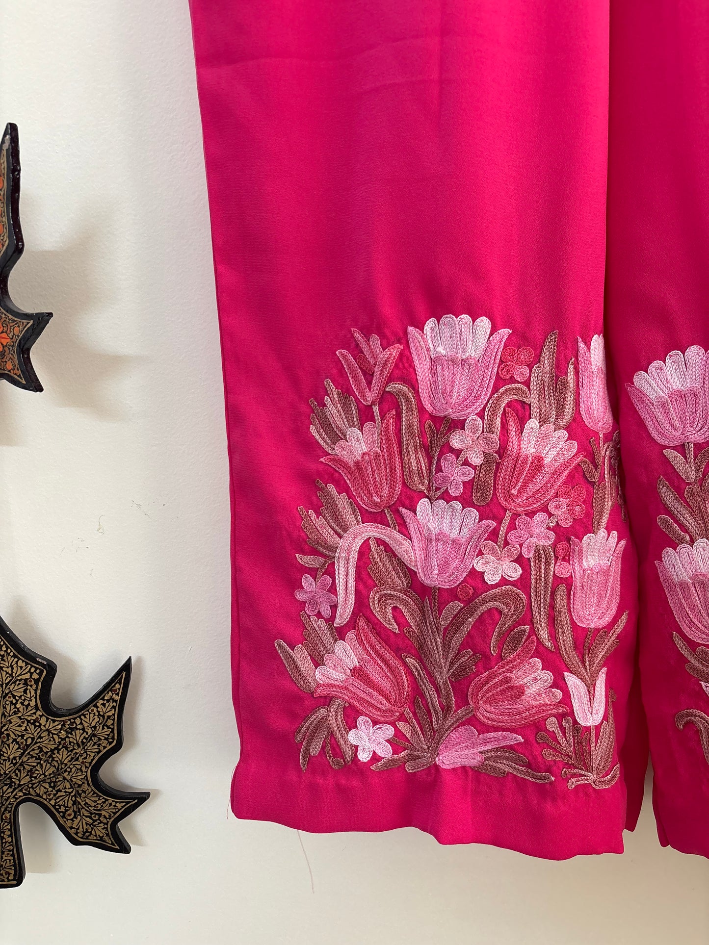 Women Pink Solid Flared Aari Embroidered Palazzos (32)