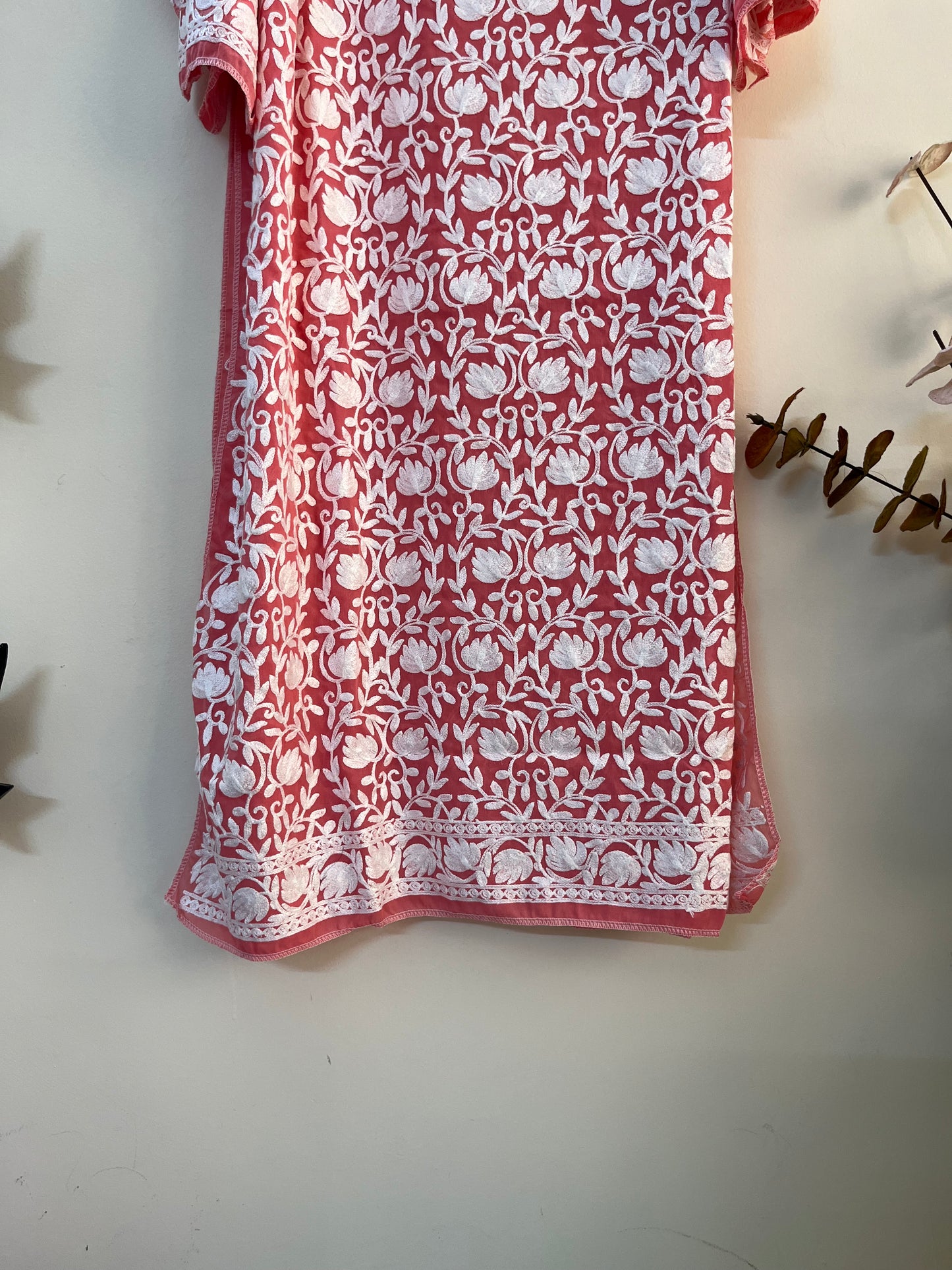 Georgette Front Back Jaal Kashmiri Semi Stitched Kurta