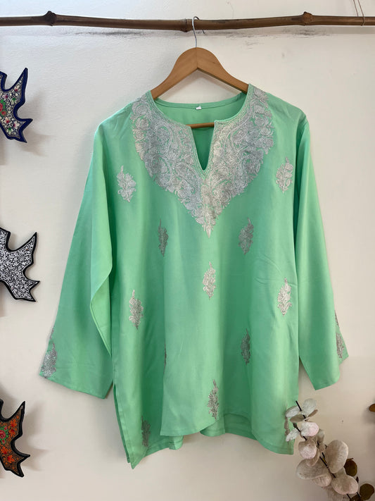 Cotton Tilla Embroidered Stitched Kurta