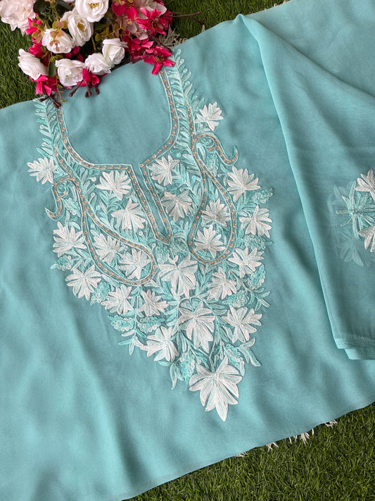 Soft Blue Georgette Unstitched Kurta Material