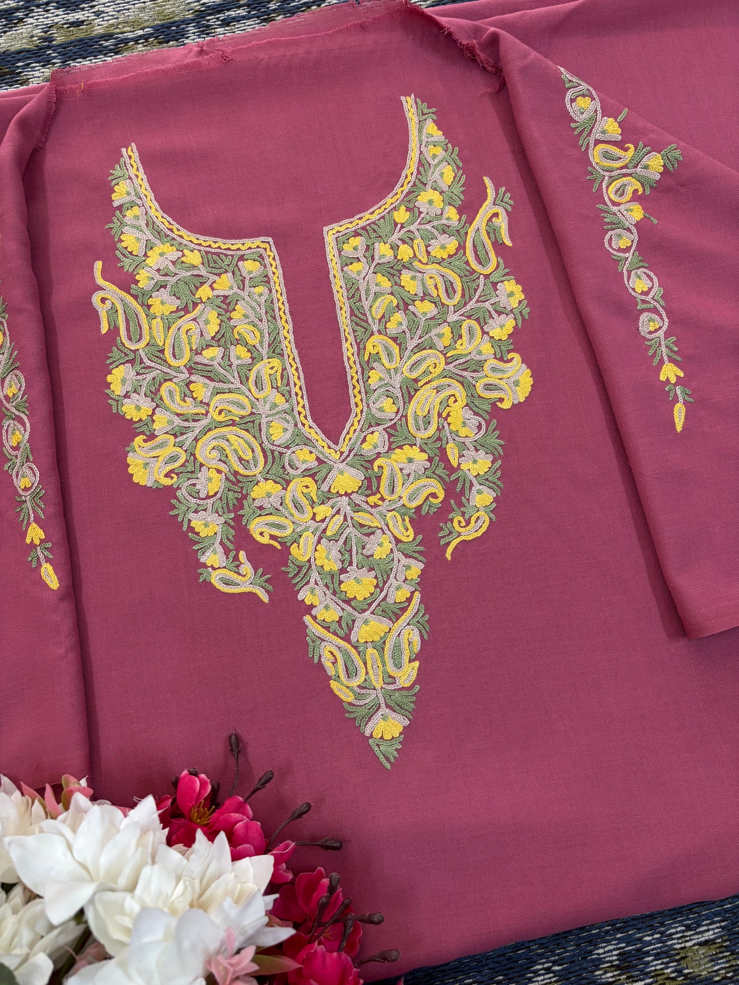 Pink Cotton Cord Set (Hand Embroidered)