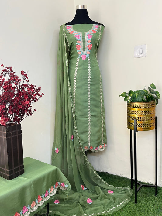 Sanam’ Silk Aari Embroidered Suit material