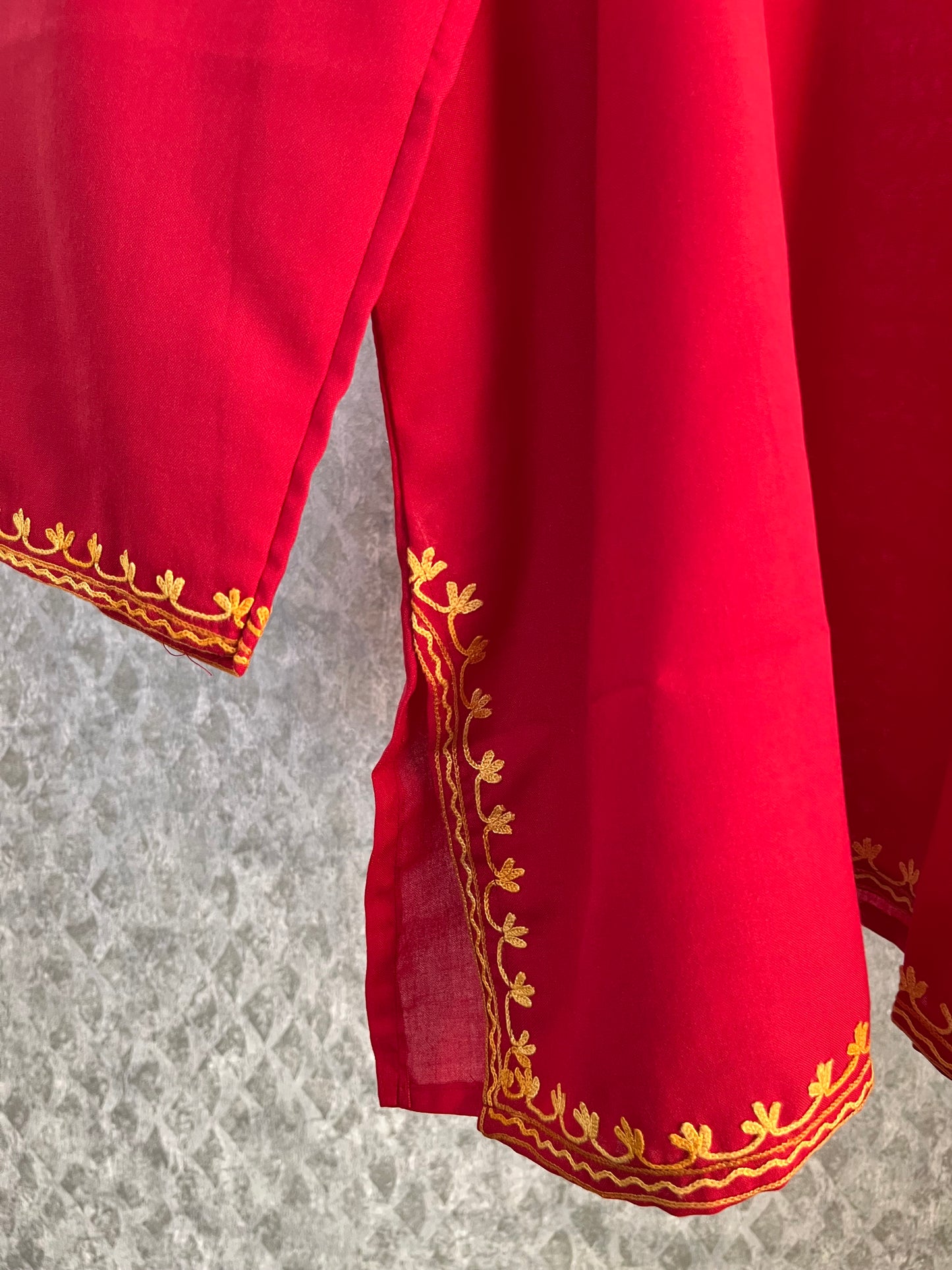 Red Cotton Aari Work Kurti