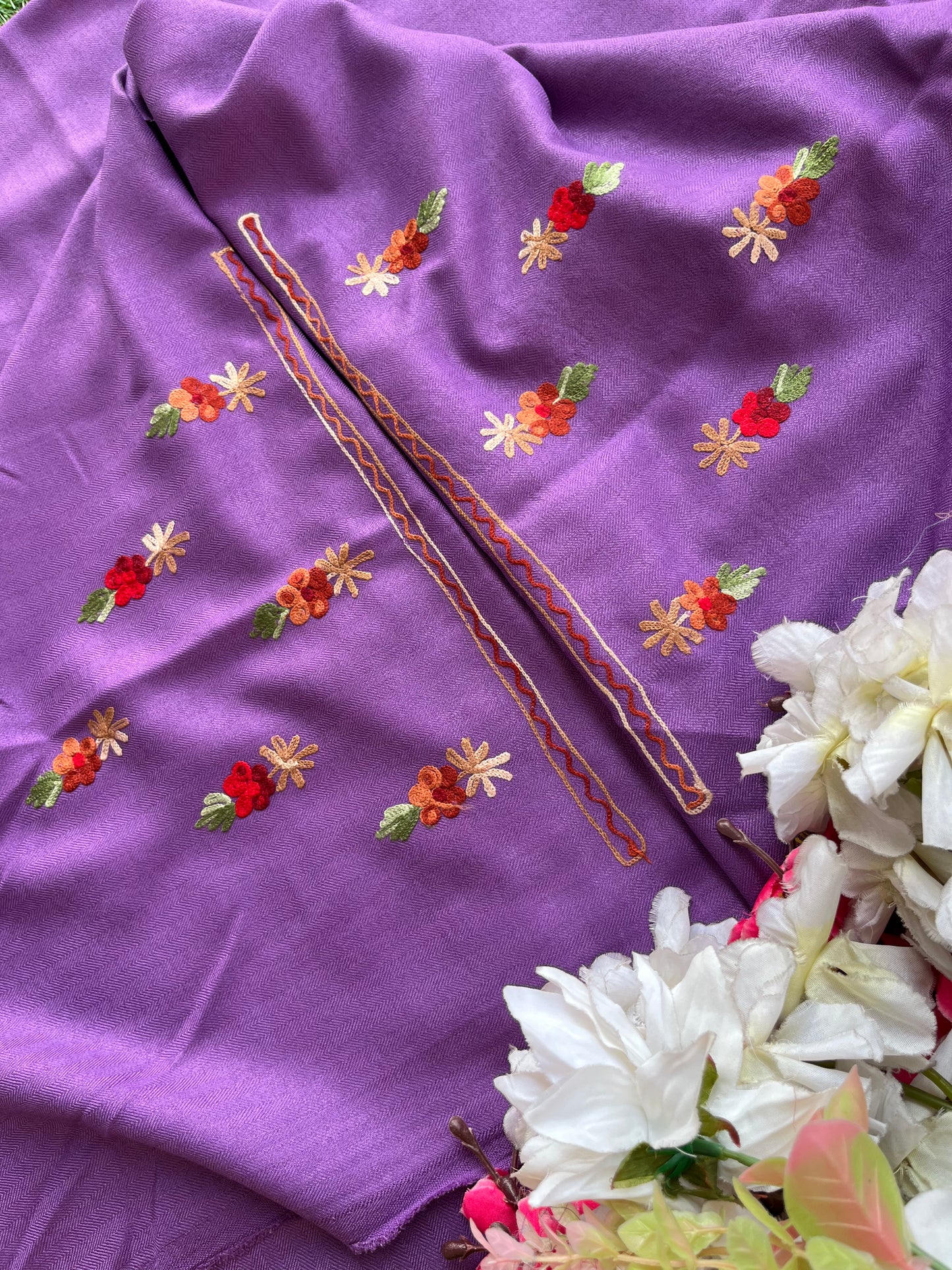 Purple Woollen Aari Embroidered 3pc suit