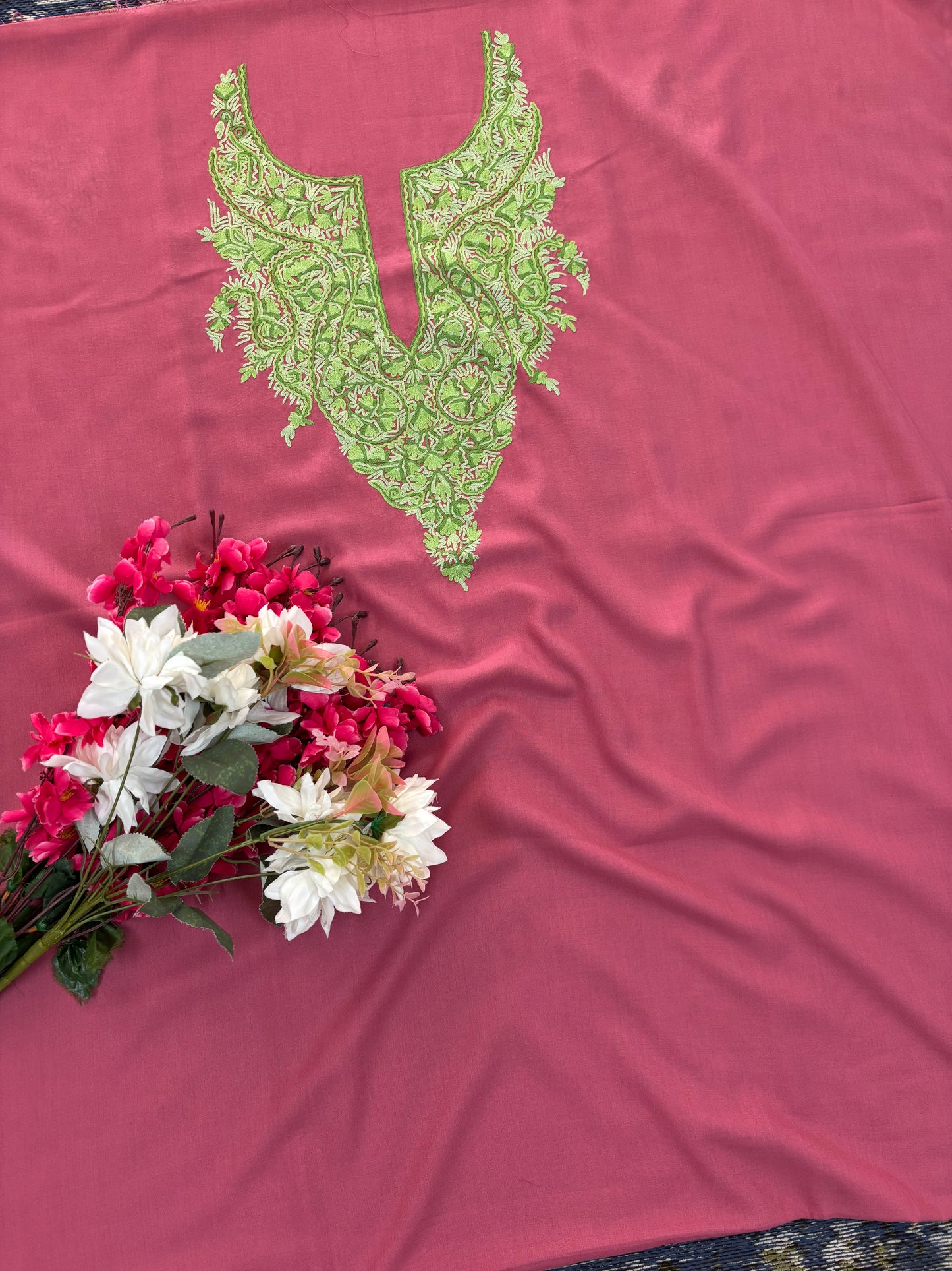 Pink Cotton Cord Set (Hand Embroidered)