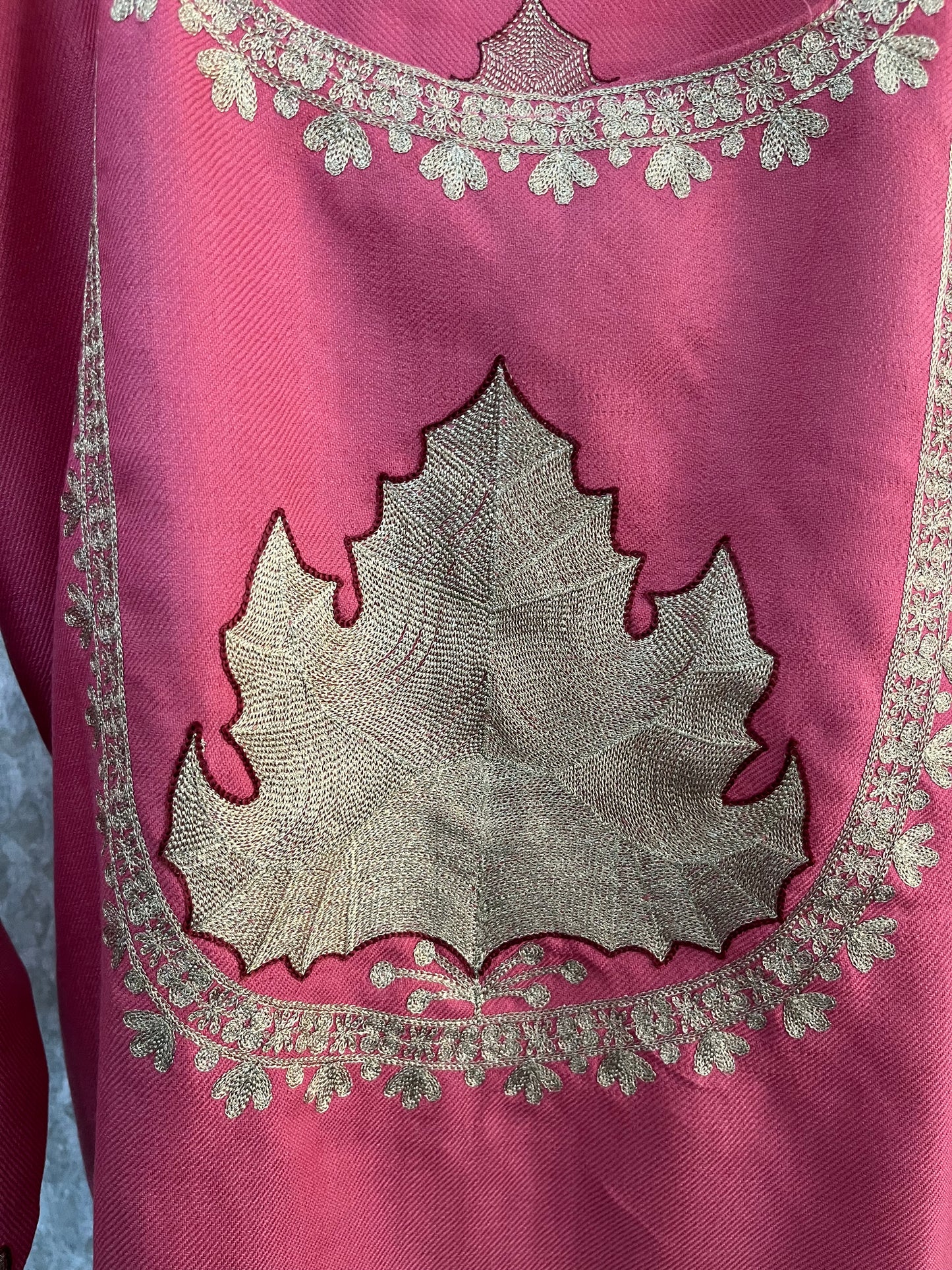 Candy Pink Woollen Kashmiri Co-Ord Set ( Size 42)