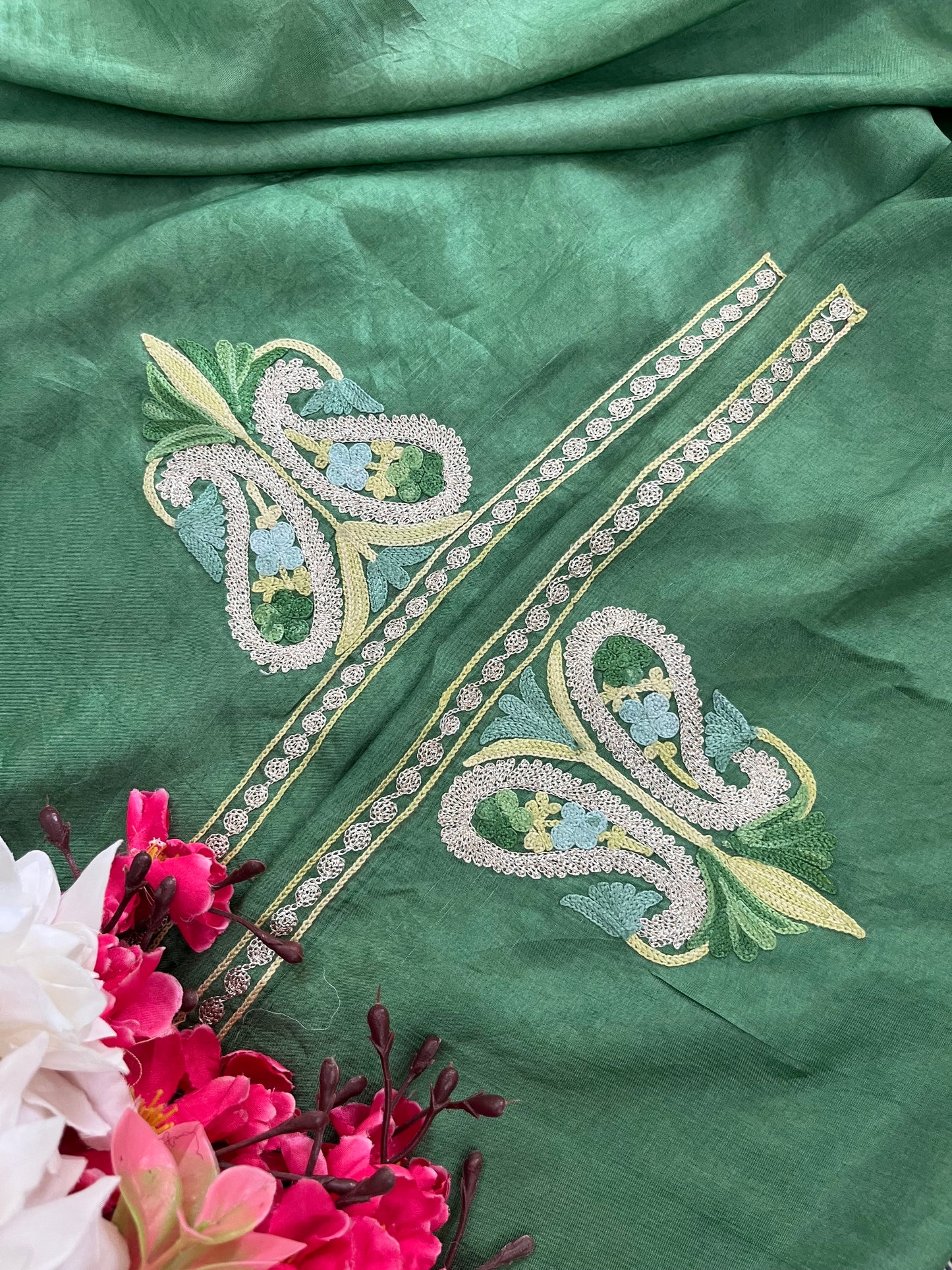 Pastel Green Opada Silk Kashmiri Suits