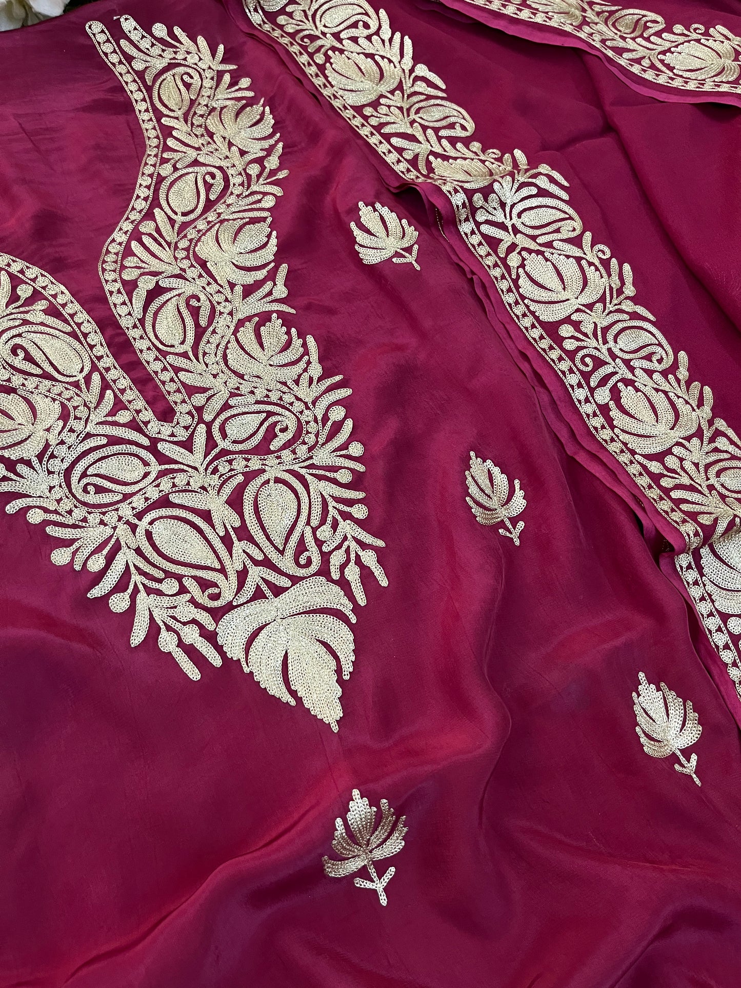 ‘Kalaa’ Burgundy Crape Kashmiri Suit