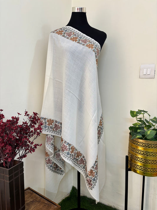 Cream Chinaar Border Kashmiri Stole